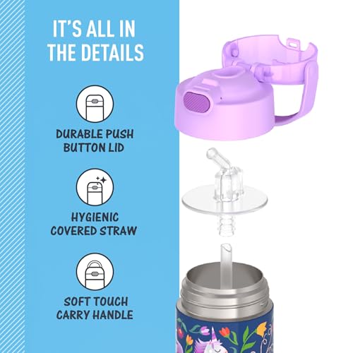 Image of THERMOS FUNTAINER Water Bottle with Straw, 12oz, Unicorn Blooms