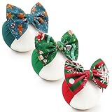 kexinstar Christmas Baby Headbands 3 Pcs Nylon Headbands with Bows for Baby Girl Hair Accessories for Newborns, Infants, Toddlers Christmas Outfit
