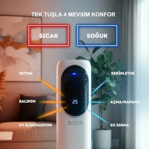 Evona Dört Mevsim Isıtıcı & Soğutucu & Fanlı Kule Tipi Klima | Isıtıcılar ve Elektrikli Soba - Görsel 4