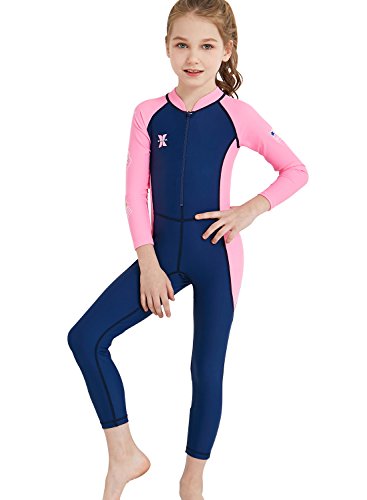 DIVE&SAIL - Traje de Neopreno de Natación Snorkeling para Niñas de Surf Deporte Acuático con Protección UV Manga Larga Tela Elástica - Azul