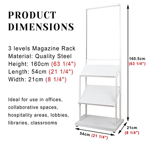 Soporte para folletos y revistero de metal de 3 niveles multiusos 5