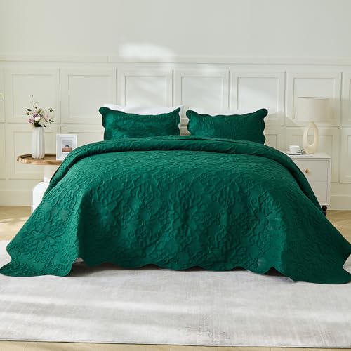 Image of Kingnex Oversized King Bedspreads 128x120 Rain Forest Green