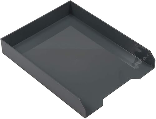 Miniatura 4 de JAM PAPER Bandejas de papel apilables, color gris, bandeja organizadora de documentos de escritorio, cartas y archivos, 2 unidades