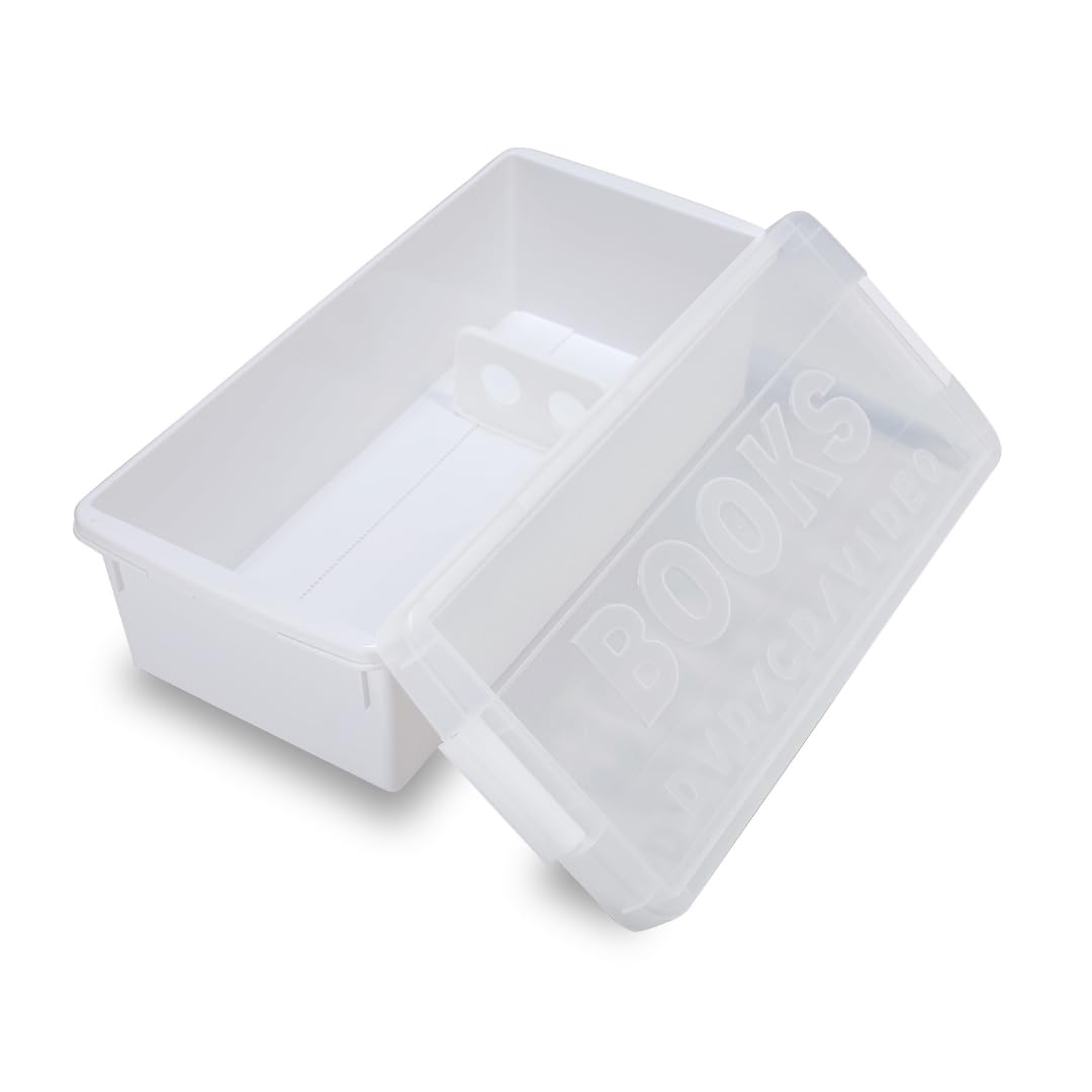 伊勢藤(ISETO) 本収納ケース ブック&メディアケース ホワイト 幅22.0×奥行48.5×高さ15.8cm 日本製 仕切り板 普通コミック誌約29冊収納 ゲームソフト約28枚収納 積み重ね可能 本 漫画 コミック I-540