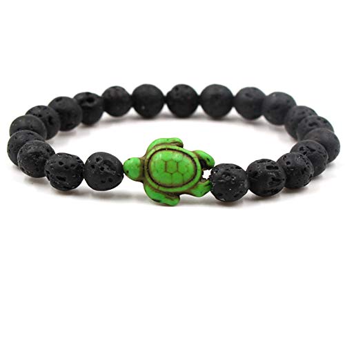 Bracelet en pierre naturelle et lave noire motif tortue, le cadeau idéal pour homme et femme