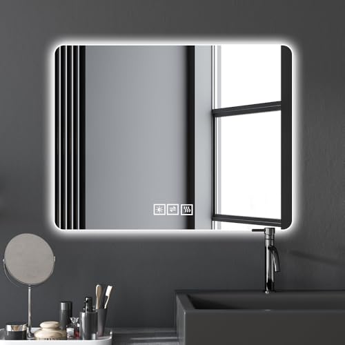 TREATLIFE HOME LED Backlit Bathroom Mirror for Ultimate Clarity, Anti-Fog Feature, 3 Color Settings, Smart Dimming Control, Modern Design