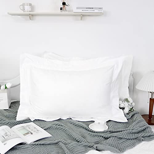 Lemfux 100% Cotton White Pillow Shams With Decorative Lines, Elegant Luxury Pillowcases For Bed Pillows, Ultra Comfortable Durable Pillow Covers With Envelope Closure (Queen Size, 2 Pack) #TOP1