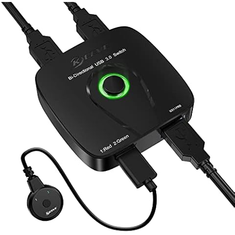 USB 3.0 Switch Selector, Bidirectional USB Switcher For 2 Computers Share 1 USB Devices, Mouse, Keyboard, Scanner, Printer, 2 In 1 Out / 1 In 2 Out Supported Cover