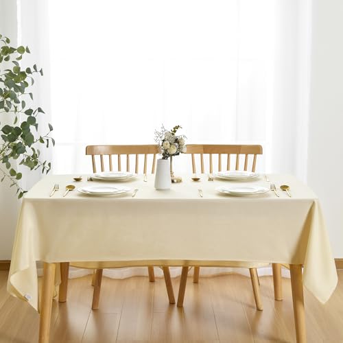 JIUZHEN Rectangle Table Cloth Faux Linen Farmhouse Tablecloth Wrinkle and Stain Resistant Decorative Fabric Table Cover for Kitchen, Dining Room, Parties and Camping, Champagne, 52 x 70 Inch by JIUZHEN - Used condition - Image 6