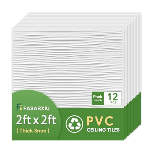 PVC Drop-in Ceiling Tiles 2x2 ft - Case of 12