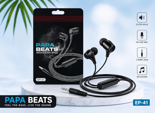 Image of Trendy Multimedia Wired Earphones with Mic, 10mm Super Bass Driver, 3.5mm AUX Jack, Noise Cancellation, in-Line Volume Control, Compatible with Laptops, PCs, Tablets and Smartphones, Black