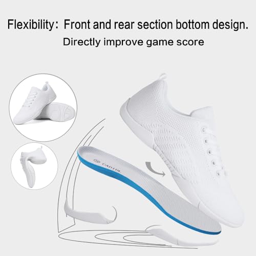 Image of Cheer Shoes for Youth Girls White Cheerleading Athletic Dance Shoes Tennis Sneakers for Competition Sport Training