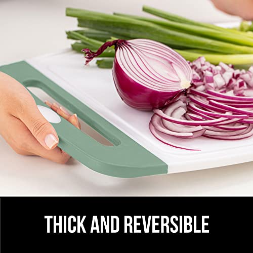 The Original Gorilla Grip Durable Kitchen Cutting Board Set Of 3, Bpa Free, Large Dishwasher Safe Reversible Plastic Boards, Nonslip Handle And Border, Deep Grooves, Chopping Food, Cooking, Mint #TOP5
