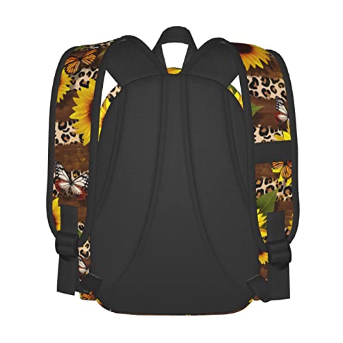 Cheetah Backpack 17 Inch Leopard Print Sunflower Butterflies Casual Daypack Lightweight Women's Laptop Backpack Campus Travel Bag For Women Man Hiking #TOP3
