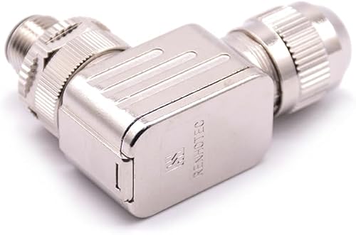 Miniatura 7 de Conector m12 de 4 pines hembra recto con código D, conector de metal con junta de rosca blindada m12 hembra recto conector de 4 pines