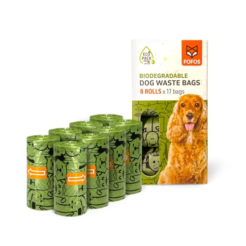 Image of BarkButler x FOFOS Poop Bag Refills - Biodegradable Pet Waste Bags, Leakproof & Durable Dog Poop Bags (8 Rolls, 136 Bags) - Green