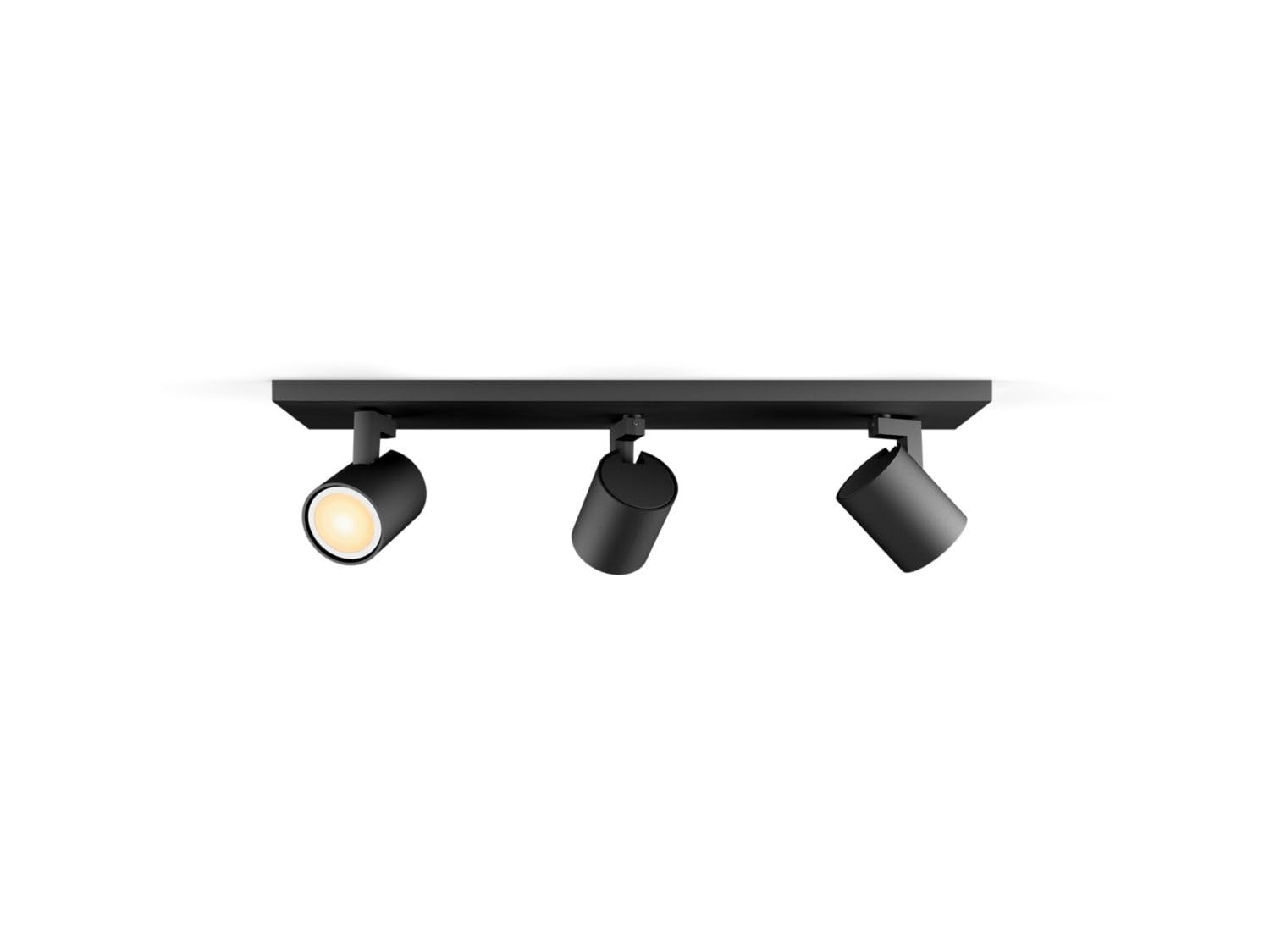 Philips Hue Black White Ambiance Runner 3 Spotlights, Gu10 Including Dimmer Switch, Dimmable, All White Shades, Controllable Via App, Compatible With Amazon Alexa (Echo, Echo Dot)