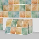 Azulejos Adhesivos Cocina Material de PVC: Las calcomanías de baldosas están fabricadas en PVC y tienen el aspecto de baldosas reales. Son impermeables, resistentes al aceite y a los arañazos, y pueden soportar altas temperaturas, lo que garantiza una durabilidad prolongada