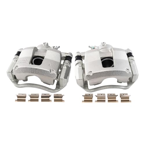 Image of TRQ Rear Driver and Passenger Side Brake Caliper Set Caliper Brackets Hardware Compatible with 14-20 Ram ProMaster 1500 2500 3500 without Heavy Duty Brakes