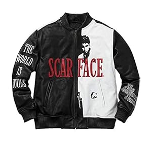 AKSAH FASHION Heren Graphic Al Pacino Tony Montana Movie Jacket echt lederen jas