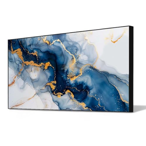 Blue White and Gold Wall Decor,Blue and Gold Abstract Wall