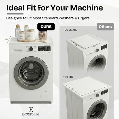 Image of 1 PC Washer and Dryer Topper Protector Mat 25 inchx25 inch, Laundry Washing Machine Top Cover Non-Slip, Waterproof, Silicone Large Washer and Dryer Covers for Top (White Opal)