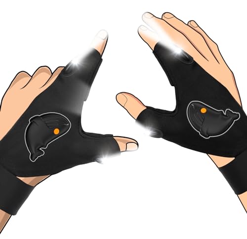 Regalo Uomo Guanti LED con Luci - Idee Regalo Festa del Papà - Accessori Camping Impermeabili
