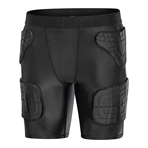 DGYAO Impact Protection Shorts Hip Thigh Compression Padded Underware for Football Rugby Football Bicycle Cricket Black X-Large Cover