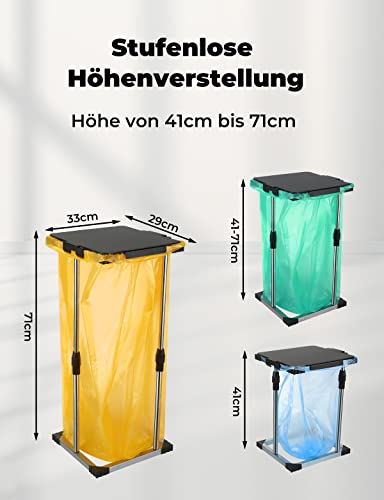 Metall Müllsackständer, 41-71cm Höhenverstellbarer Müllsackhalter mit Deckel, Klemmring und Eckschutz, Stabiler Gelber Sack Ständer für Müllbeutel, Ideal für Zuhause, Wohnmobil und Camping, Schwarz - Image 5