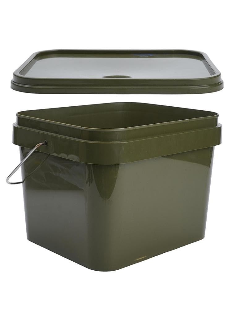 Secchio quadrato per pesca alla carpa, 10 l, per pesca alla carpa, vasca per miscelare esche resistenti, con scomparto interno rimovibile e impugnatura comoda