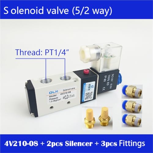 Électrovanne 5/2 commande d'air 4V210-08 bobine 12V 24V AC220V AC110V - 3