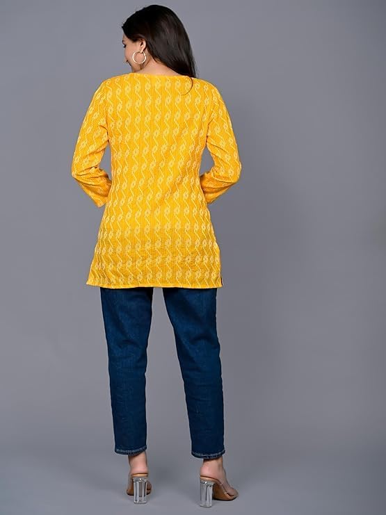 Women's Pure Cotton Embroidered Short Kurta Kurti - Image 4