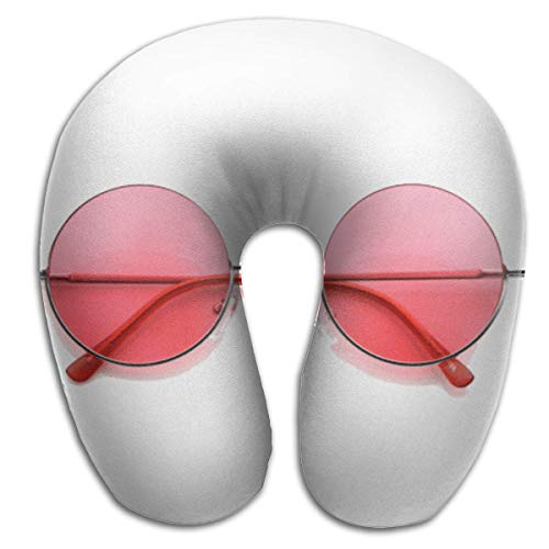 XCNGG Hip Hop Gafas de Sol Rojas Almohada para el Cuello en Forma de U Almohadas de Viaje Impresas Almohada para el Cuello del avión, Cubierta extraíble con Cremallera Hipoalergénico