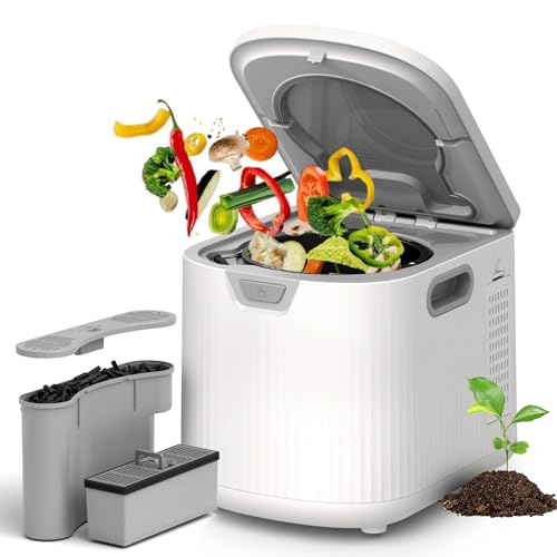 Kismile Indoor Electric Composter, 2.5L (Max 3.3L) Smart Compost Bin, Auto-Cleaning with 3 Modes, Low Noise, Odourless with Dual Carbon Filters
