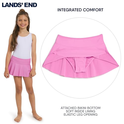 Image of Lands' End Girls' Swim UPF 50+ Stretch Waist Attached Bikini Bottom Swim Skirt