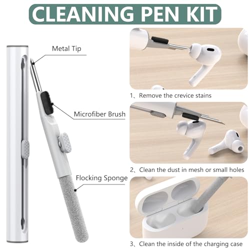 Ljusmicker for AirPods Pro Case Cover with Cleaner Kit,Silicone Protective Cover for Apple AirPods Pro 2nd/1st Generation Cases for Women Men,AirPods pro 2 Case Accessories with Keychain-Pine Green