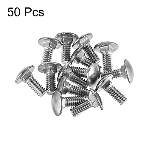 Image of uxcell 1 /4-20x5 /8 Carriage Bolt Round Head Square Neck 304 Stainless Steel 50pcs