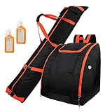 Zacro Skisack und Skischuhtasche Kombi Set mit 2 Gepäckanhängern, Geeignet für Reisen, Männer, Frauen und Jugendliche