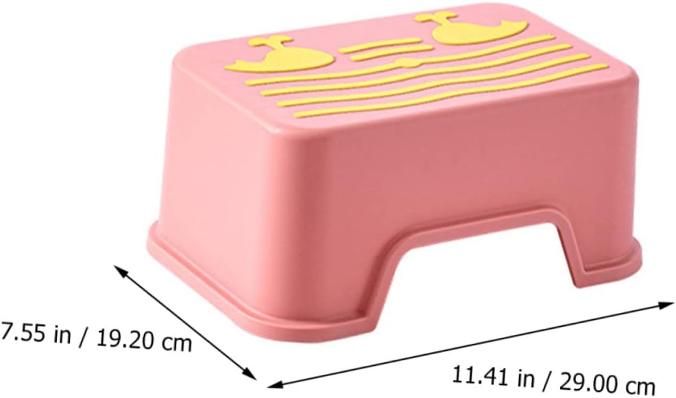 Non Slip Wash Stool Pink Cartoon Footstool for Bathroom Skid Step Stool for Compact Toilet Helper