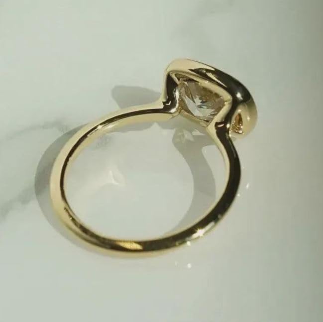 2.5CT Elongated Cushion Cut East West Bezel Set Ring, 14K Gold Plated Ring Cushion Cut East West Solitaire Ring, Minimalist Modern Engagement Ring,Gifted For Her,Size 3-12.