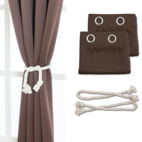 Cortinas opacas KnSam contra la luz del sol, pack de 2 paneles de poliéster para dormitorio café 3