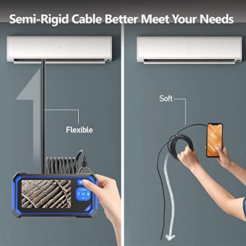 Industrial Endoscope, SKYBASIC 5.5mm HD Borescope Snake Camera with 32GB Card, IP67 Waterproof Sewer Inspection Camera 4.3'' LCD Screen with 6 LED Lights, Semi-Rigid Cable, Four Helpful Tools -16.5FT