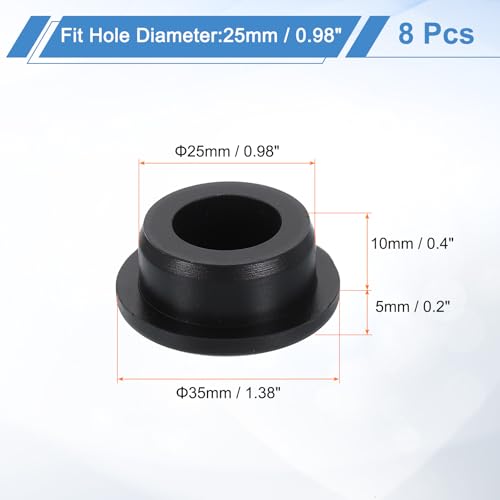 Image of uxcell 8Pcs Silicone Hole Plug, Waterproof Round Rubber Stoppers Bottle Seal Plugs Tube Pipe End Caps for 24mm /0.94 inch Hole for Bathtub Bottle, Black