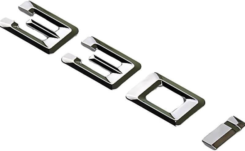 Image of 330i Emblem Decal Car Numbers Letters Decal Plating Badge 3D Metal Style Fit for 330i Car Model Silver