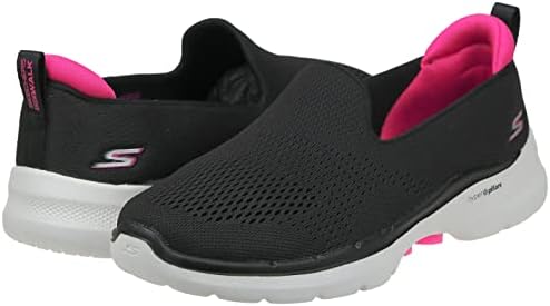 Skechers Women's GO Walk 6-Ocean Splash Sneaker, Black/Hot Pink, 5.5 | Image 7