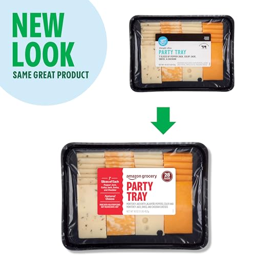 Amazon Grocery, Party Tray Cheese, 16 ounce, 28 Slices (Previously Happy Belly, Packaging May Vary)