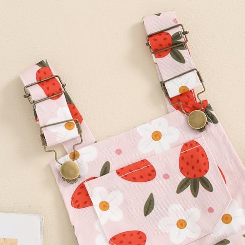 Image of Ayalinggo Toddler Baby Girl Sunflower Print Overalls Shorts with Pocket Suspender Trousers Cute Summer Clothing Outfit