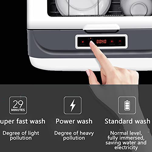 1200W Tafelblad Vaatwasser Vrijstaande Draagbare Mini-Vaatwasser Met 6 Plaatsinstellingen 75 ℃ Hoge Temperatuur LED-Display 5 Wasfuncties Energie-Efficiënt,Wit - Afbeelding 4