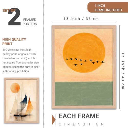 Image of kotart Modern frame Art Home Decoration Paintings With Frame For Living Room Bed Room Hotel Wall Decor Digital Reprint Set of 2 (13X17 inch)