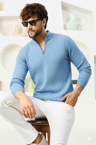 Image of Pivl Men's Winter Half Zip Solid Warm Sweater